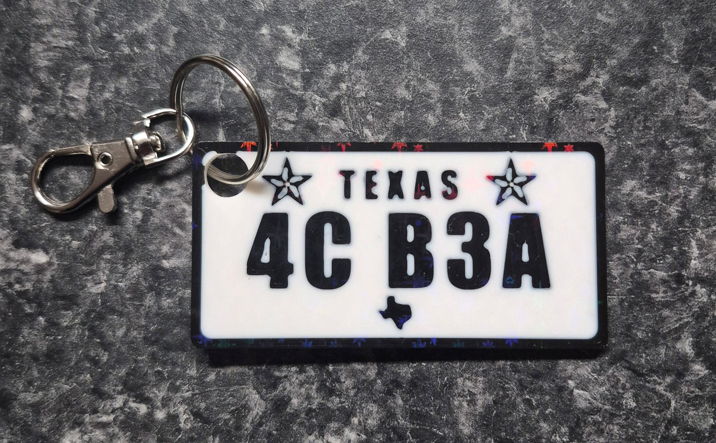 Key Chain - Texas License Plate 4CB3A